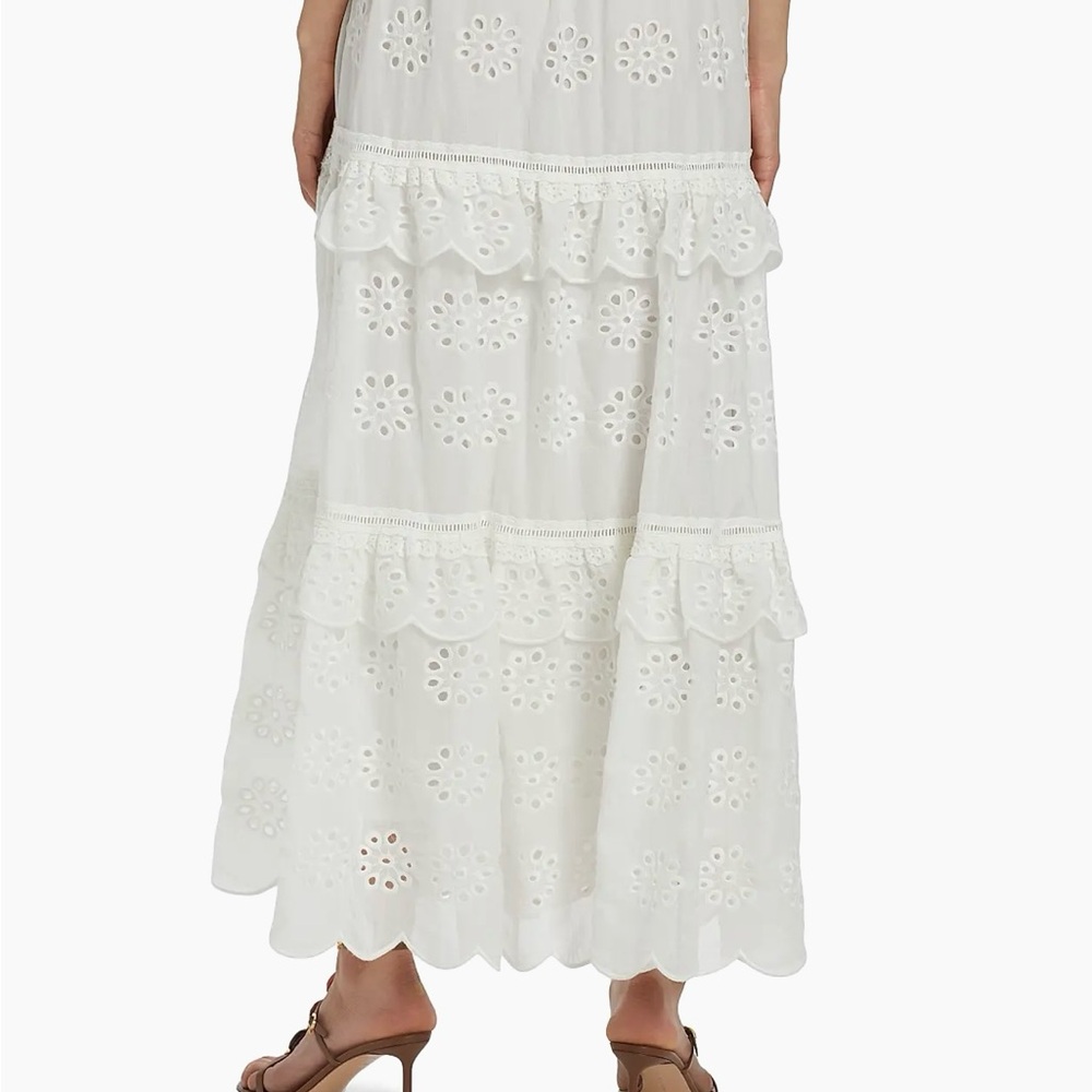 NWT Farm Rio Eyelet Cotton Ruffle Maxi Skirt - Picture 3 of 8